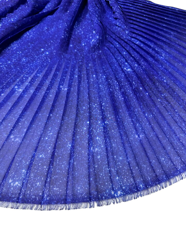 mavi Desen Ebiselik Eteklik Pilise Şifon Kumaş