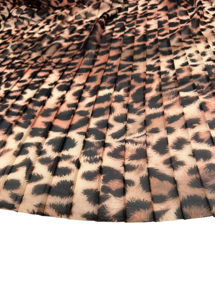 Leopar Desen Ebiselik Eteklik Pilise Şifon Kumaş