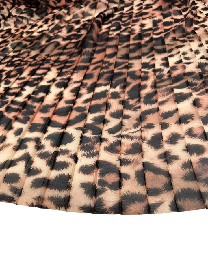 Leopar Desen Ebiselik Eteklik Pilise Şifon Kumaş