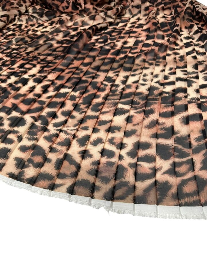 Leopar Desen Ebiselik Eteklik Pilise Şifon Kumaş