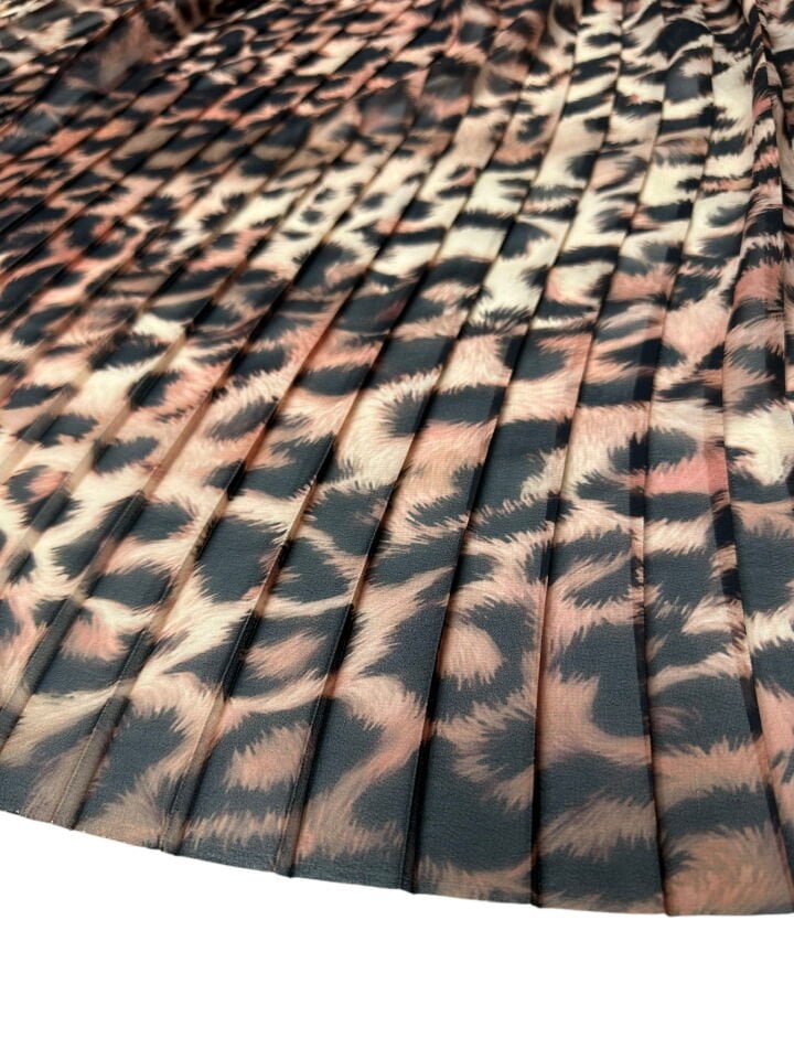 Leopar Desen Ebiselik Eteklik Pilise Şifon Kumaş