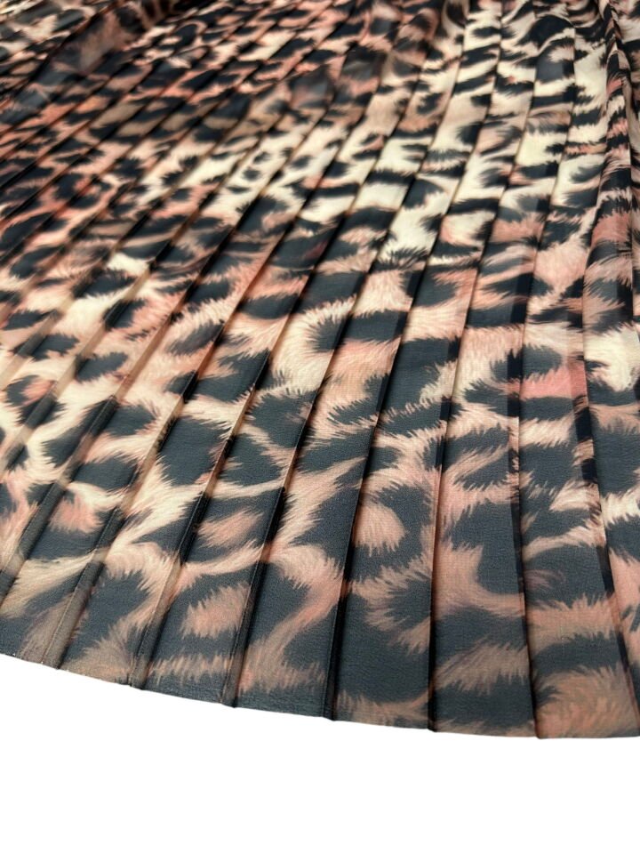 Leopar Desen Ebiselik Eteklik Pilise Şifon Kumaş