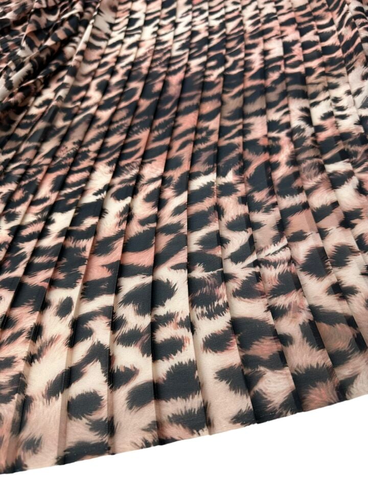 Leopar Desen Ebiselik Eteklik Pilise Şifon Kumaş