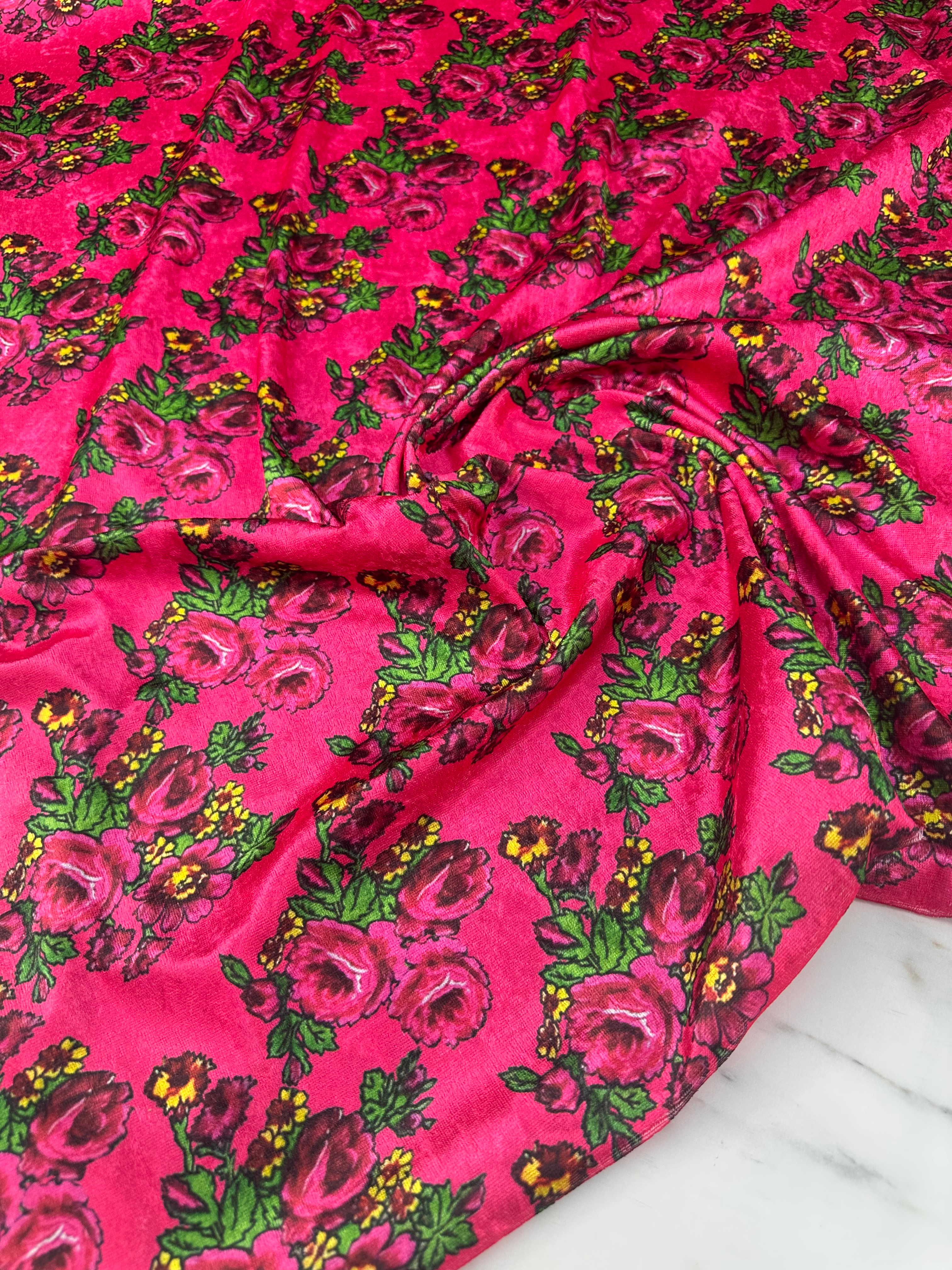 Çiçek Desen İnce Kadife Elbise Etek Gömlek Şalvar