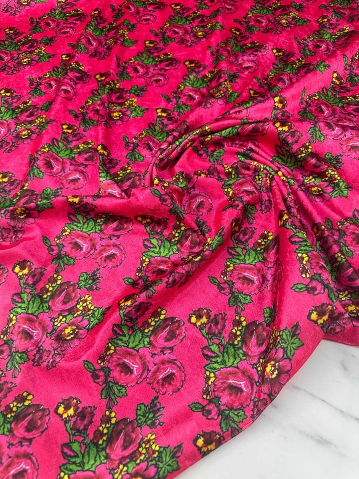 Çiçek Desen İnce Kadife Elbise Etek Gömlek Şalvar