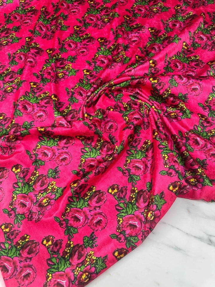 Çiçek Desen İnce Kadife Elbise Etek Gömlek Şalvar