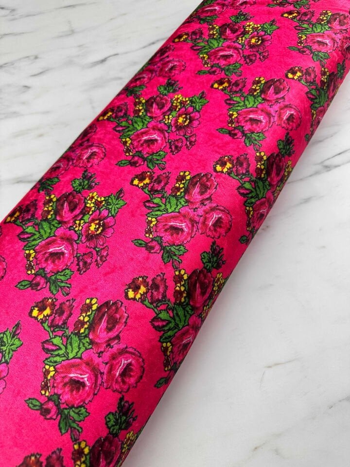 Çiçek Desen İnce Kadife Elbise Etek Gömlek Şalvar