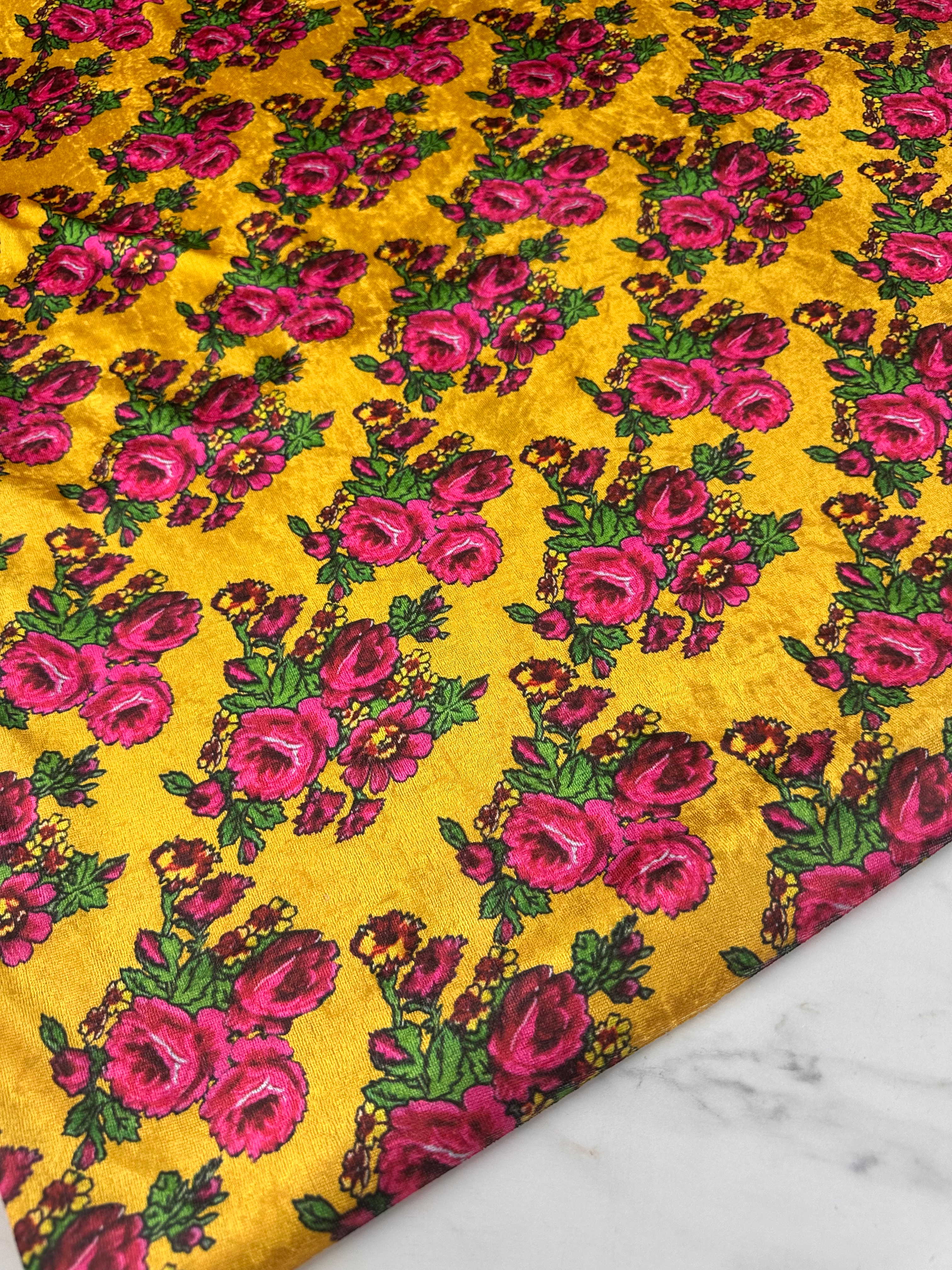 Çiçek Desen İnce Kadife Elbise Etek Gömlek Şalvar