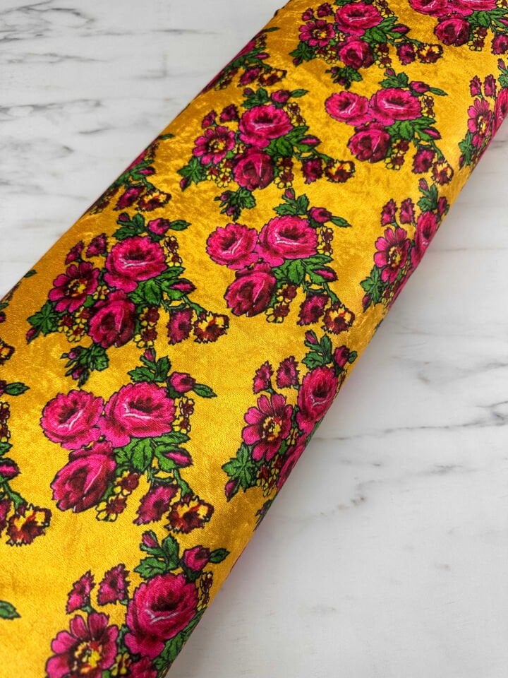 Çiçek Desen İnce Kadife Elbise Etek Gömlek Şalvar