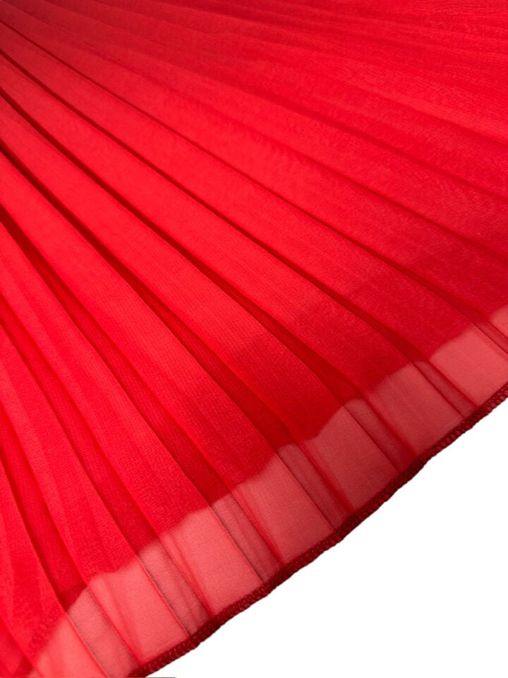 Kırmızı Siyah Degrede Desen Ebiselik Eteklik Pilise Şifon Kumaş