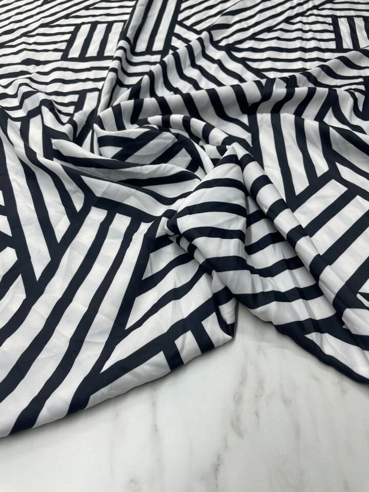 Çizgili Desen Elbiselik Gömleklik Tivil Saten Kumaş