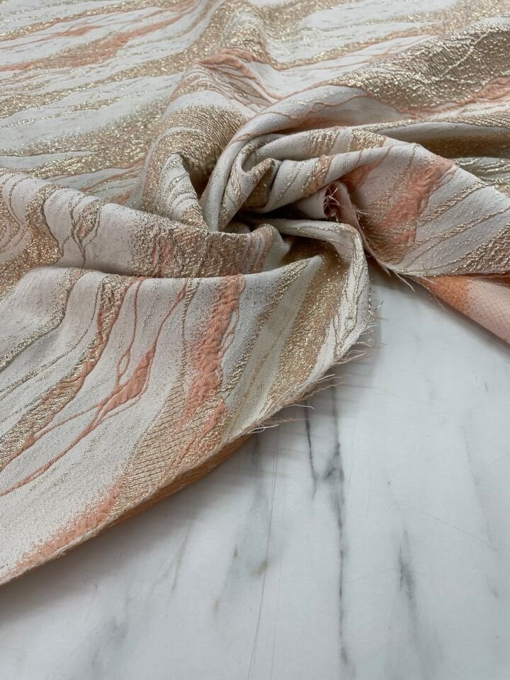 Mermer Desen Elbiselik Brokar Kumaş