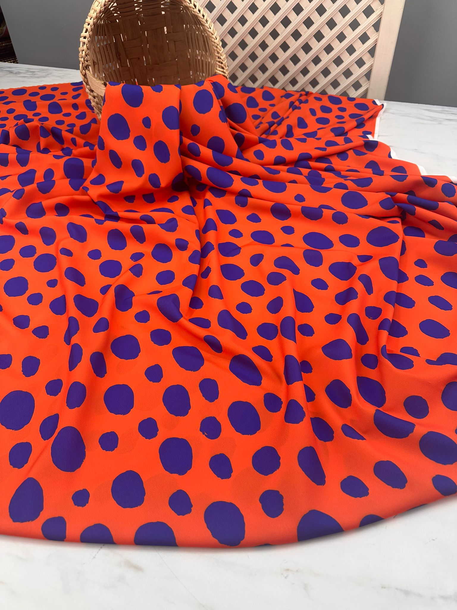 Desenli Krep Kumaş Yumuşak Dökümlü Kırışmaz