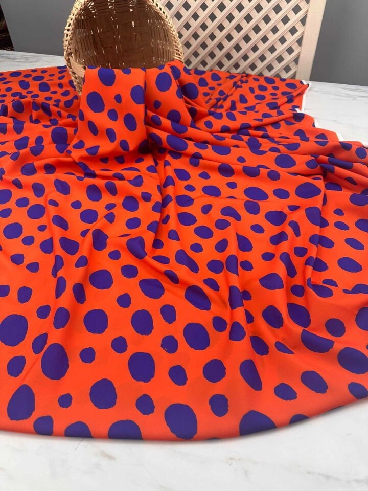 Desenli Krep Kumaş Yumuşak Dökümlü Kırışmaz