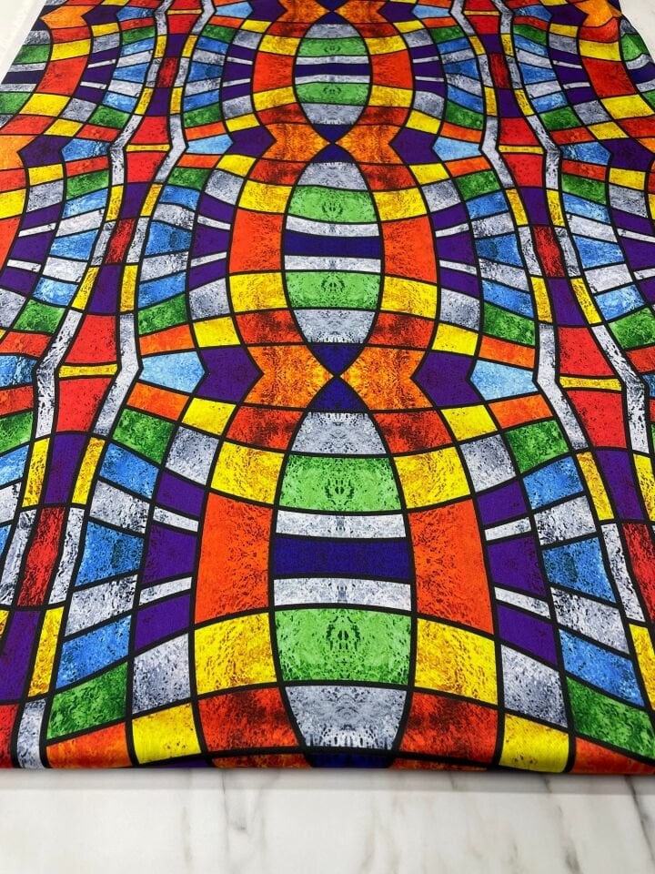 Renkli Desen Elbiselik Gömleklik Tivil Saten Kumaş