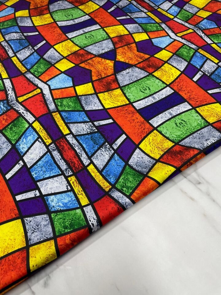 Renkli Desen Elbiselik Gömleklik Tivil Saten Kumaş