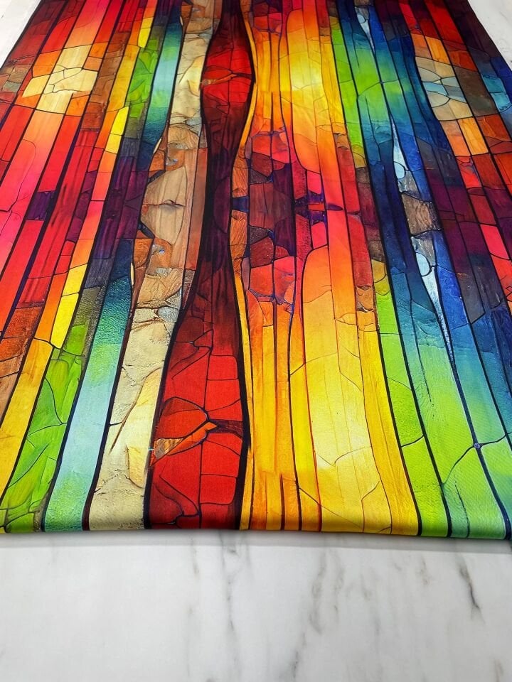 Renkli Desen Elbiselik Gömleklik Tivil Saten Kumaş