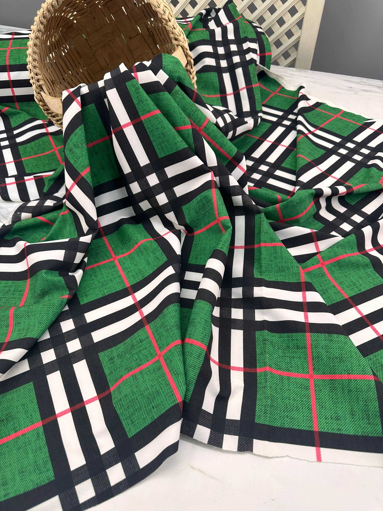 Ekose Desen Likralı Dabıl Yumuşak Dökümlü