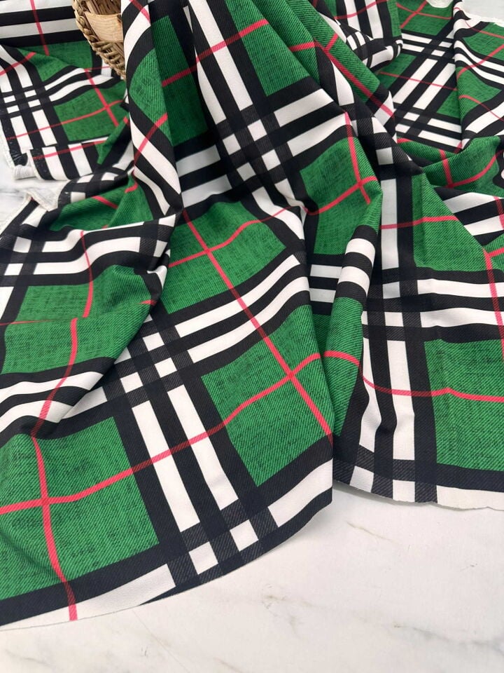 Ekose Desen Likralı Dabıl Yumuşak Dökümlü