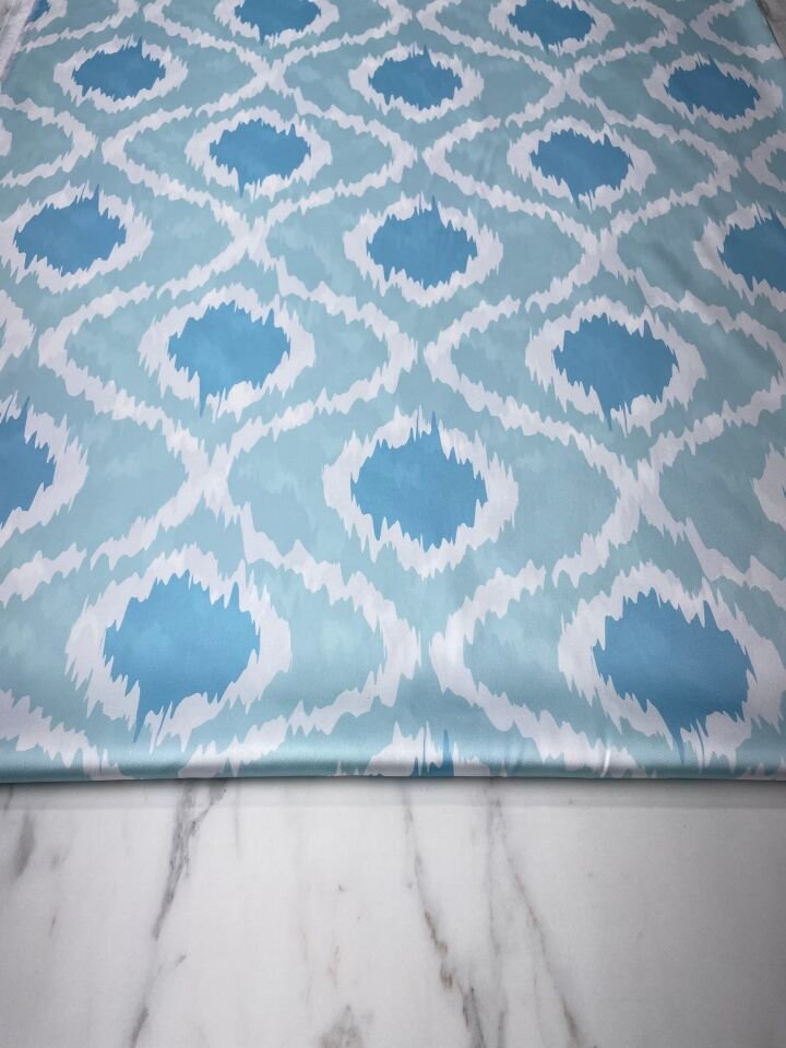 Bebe Mavisi İkat Desen Elbiselik Gömleklik Tivil Saten Kumaş