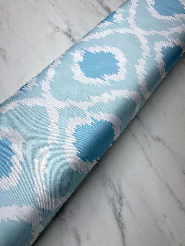 Bebe Mavisi İkat Desen Elbiselik Gömleklik Tivil Saten Kumaş