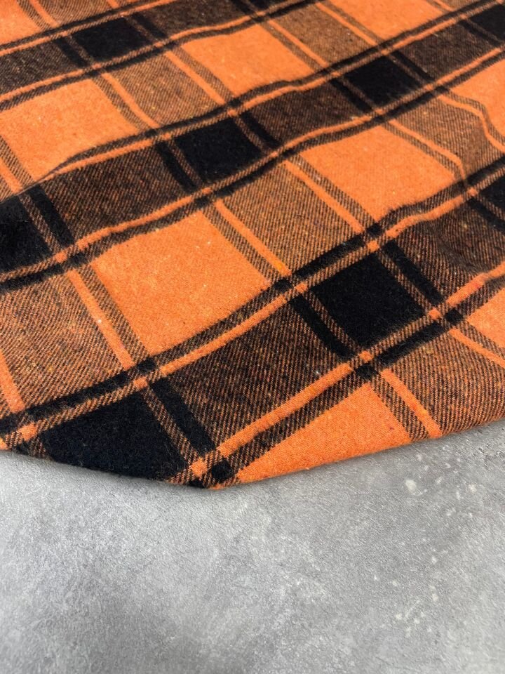 Turuncu Ekose Oduncu Desen Elbiselik Gömleklik Kumaş