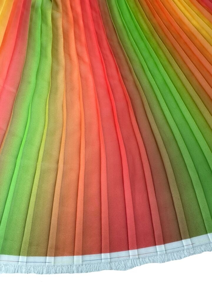 Renkli Desen Ebiselik Eteklik Pilise Şifon Kumaş