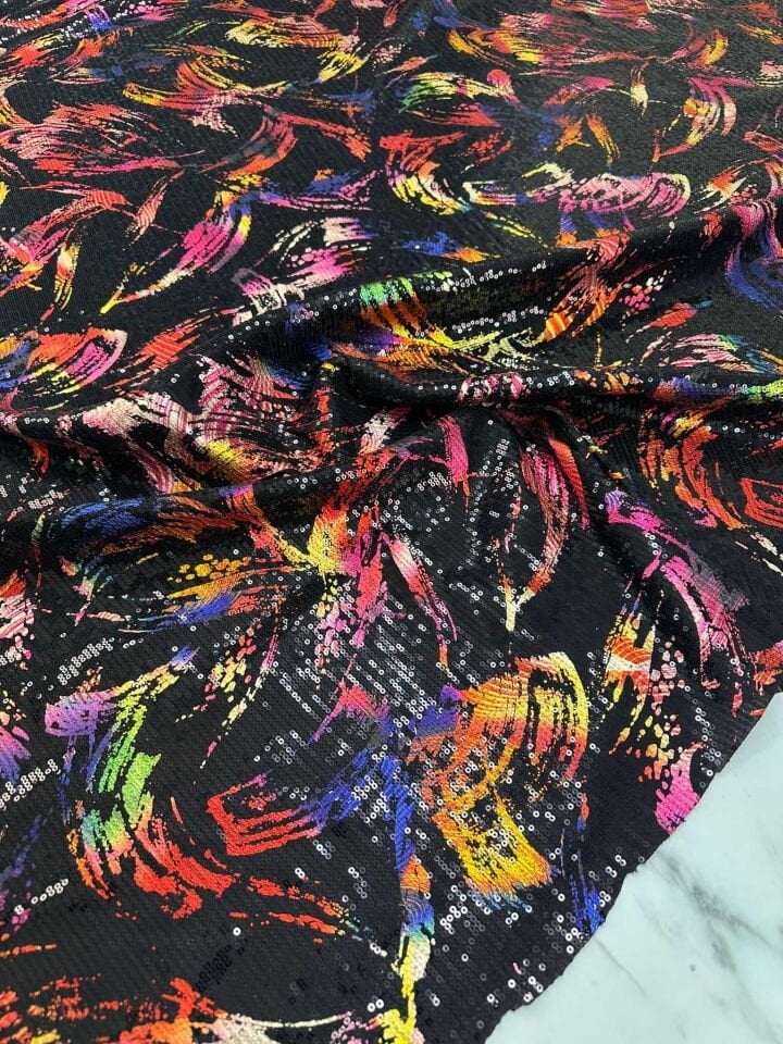 Fırça Desen Likralı Jarse 3 Milim Payet Kumaş