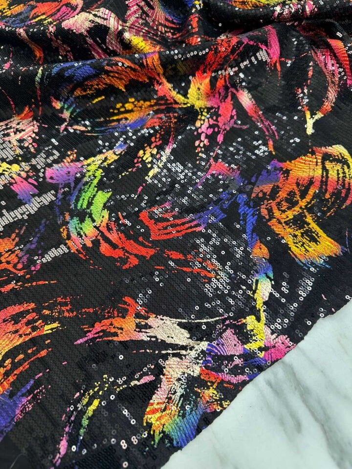 Fırça Desen Likralı Jarse 3 Milim Payet Kumaş