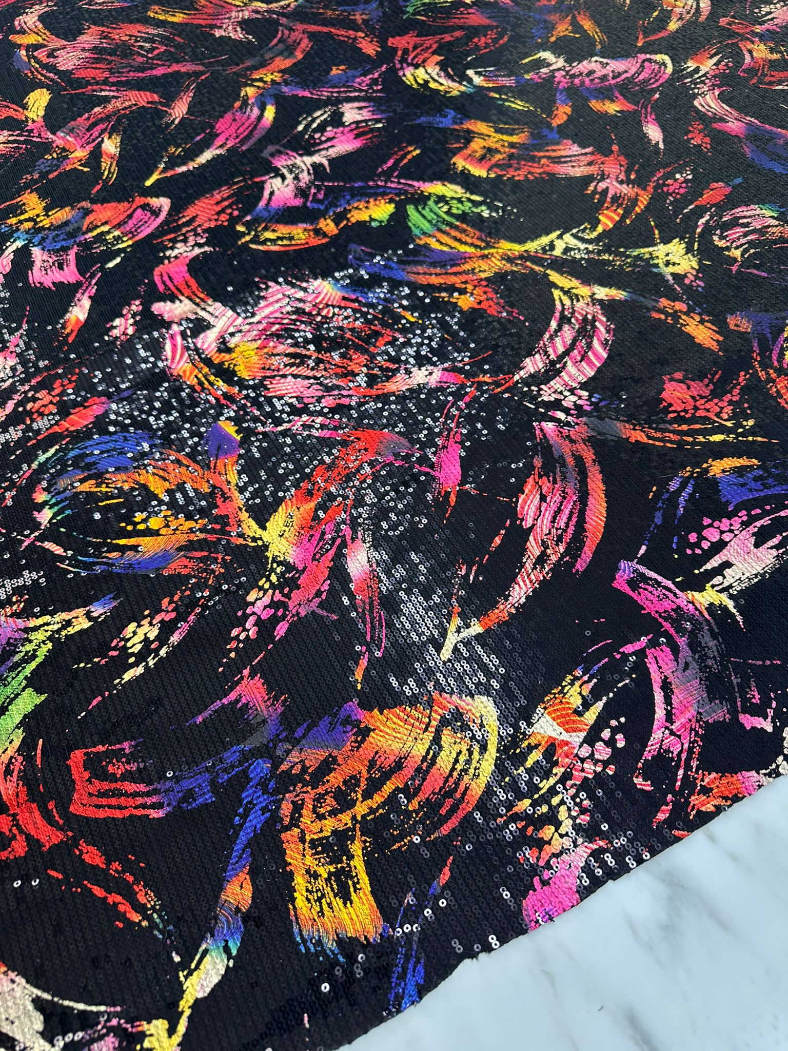 Fırça Desen Likralı Jarse 3 Milim Payet Kumaş