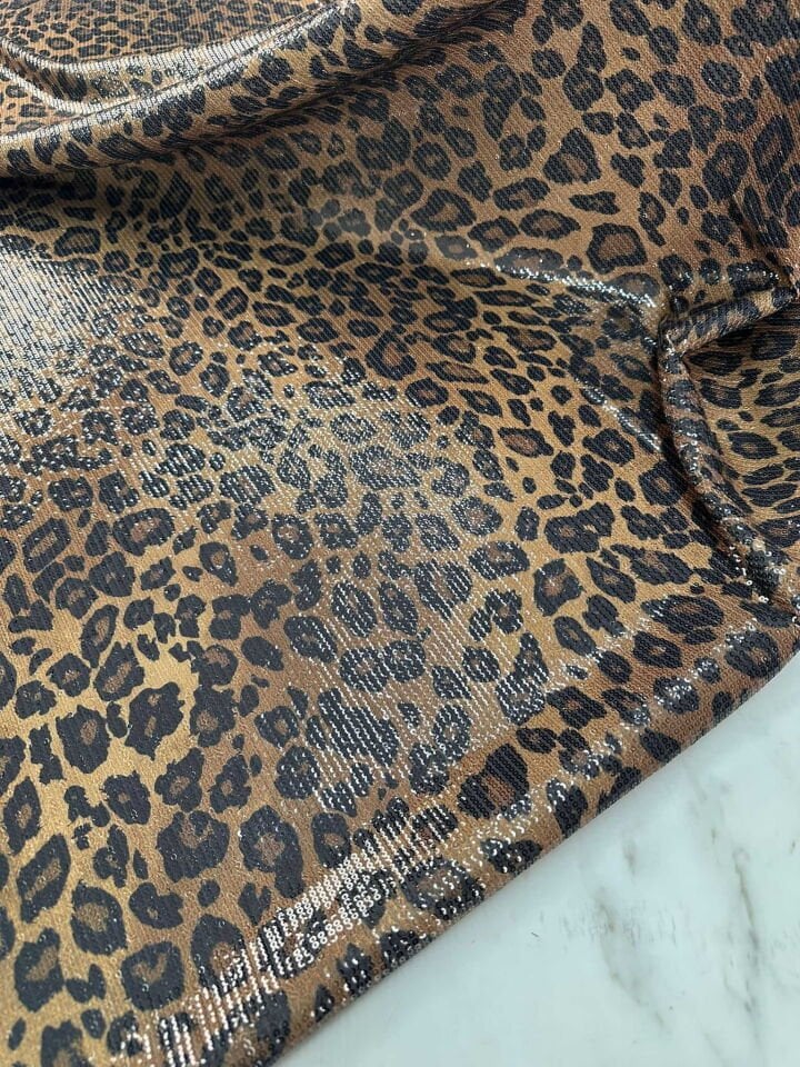 Fantazi Ürün Leopar Desen Likralı Jarse 3 Milim Payet Kumaş