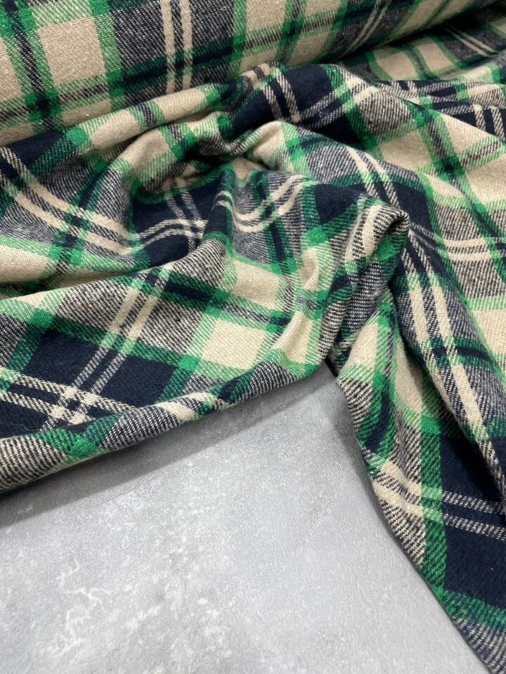 Yeşil Ekose Oduncu Desen Elbiselik Gömleklik Kumaş