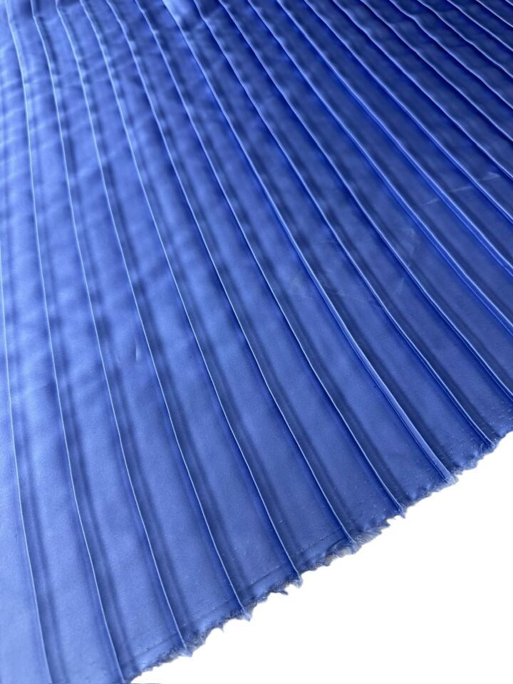 Mavi Ebiselik Eteklik Pilise Şifon Kumaş