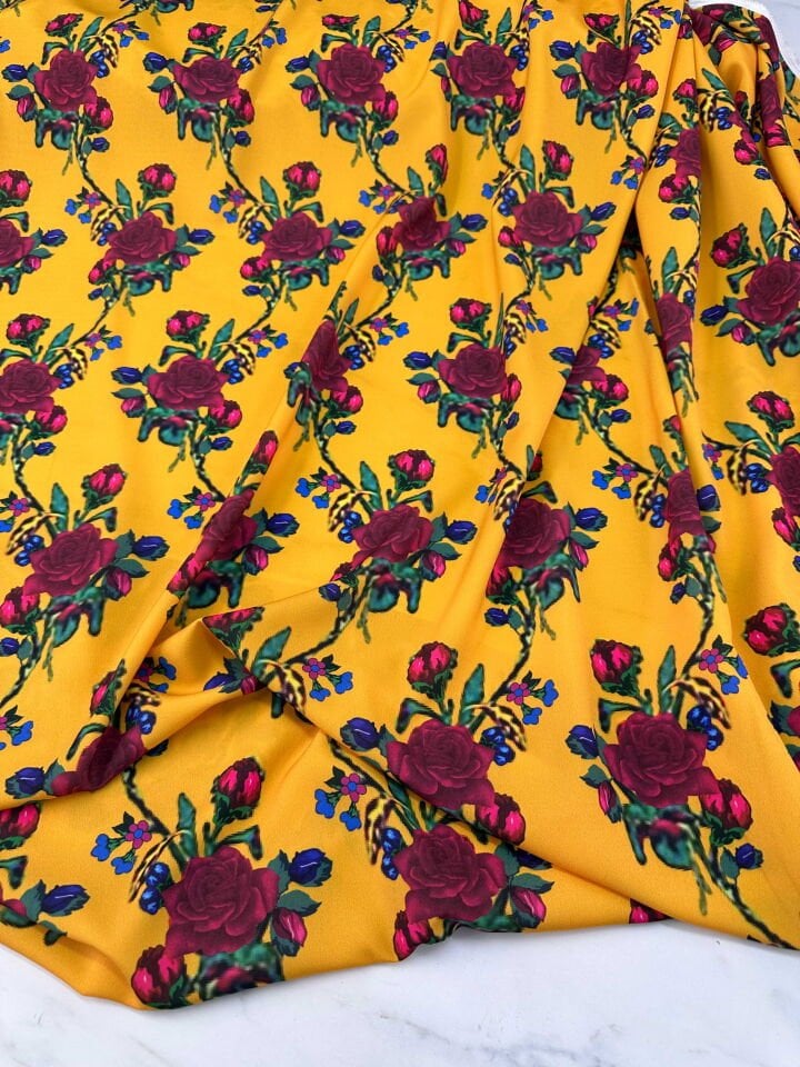 Desenli Krep Kumaş Elbise Etek Gömlek Şalvar