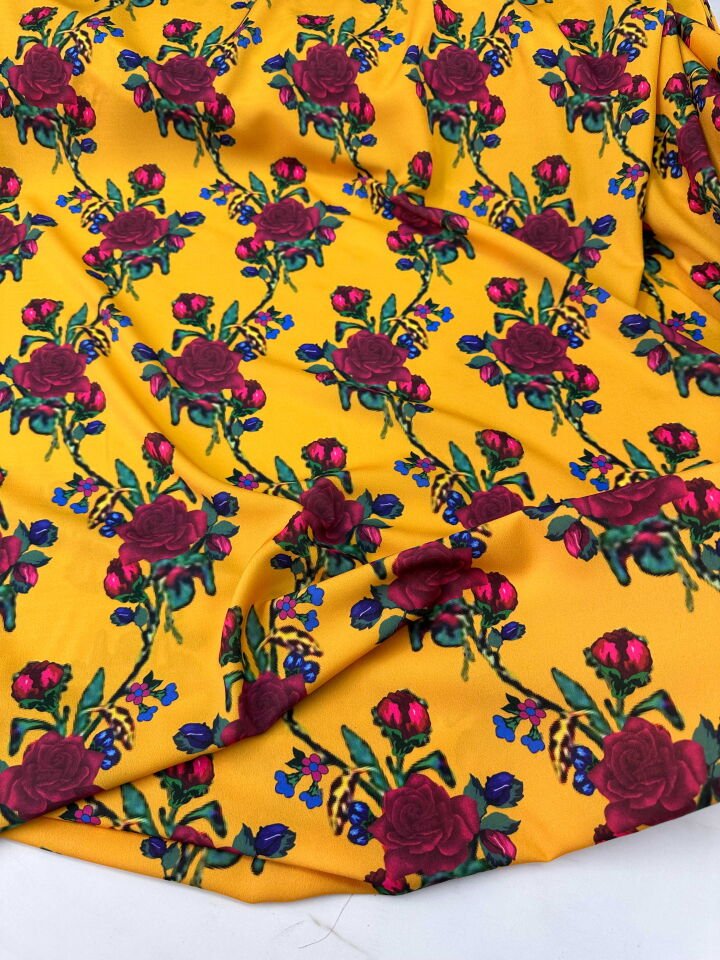 Desenli Krep Kumaş Elbise Etek Gömlek Şalvar