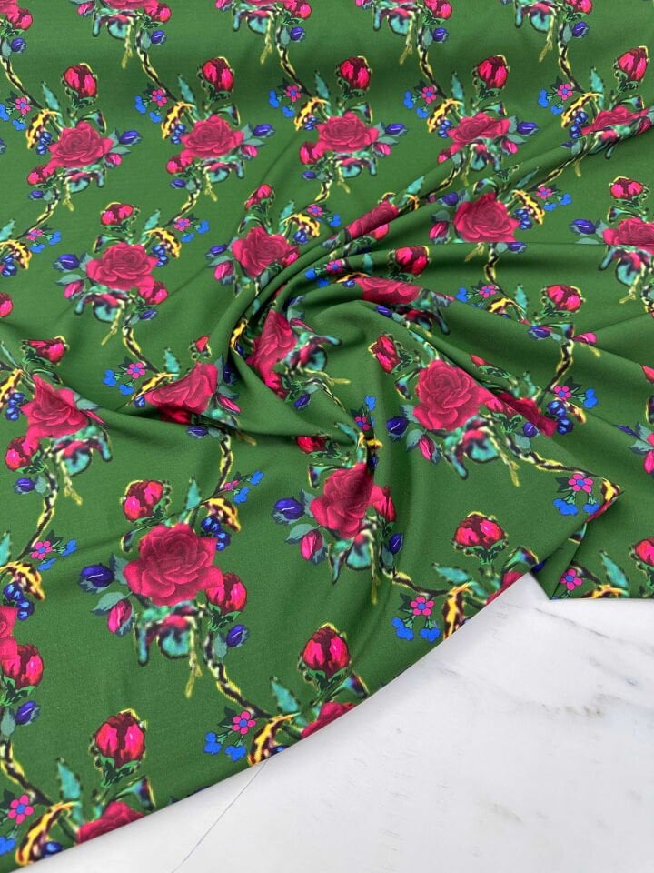 Desenli Krep Kumaş Elbise Etek Gömlek Şalvar