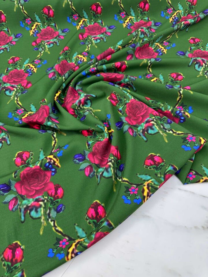 Desenli Krep Kumaş Elbise Etek Gömlek Şalvar