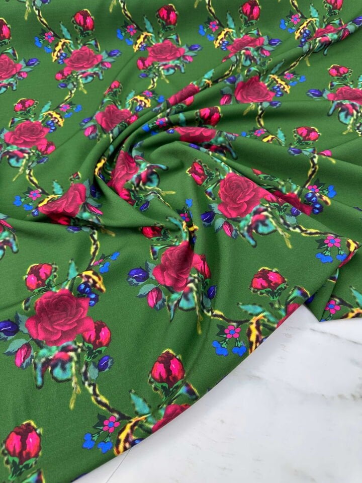 Desenli Krep Kumaş Elbise Etek Gömlek Şalvar