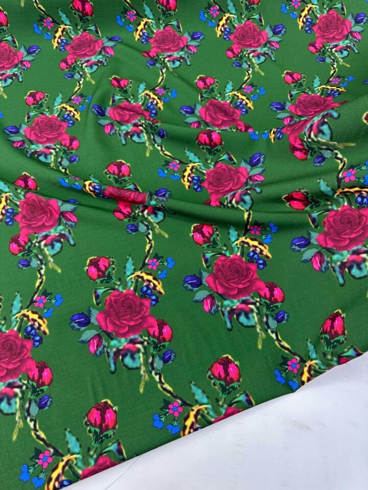 Desenli Krep Kumaş Elbise Etek Gömlek Şalvar