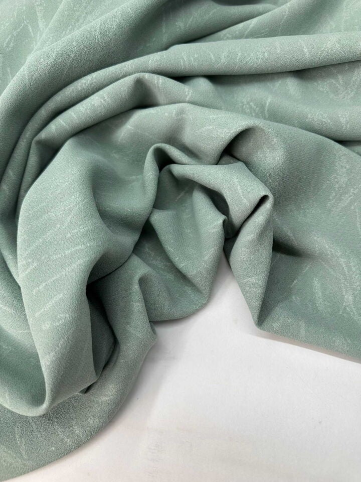 Fantazi Ürün Mint Yeşili Yakma Rubi Krep Dökümlü Yumuşak