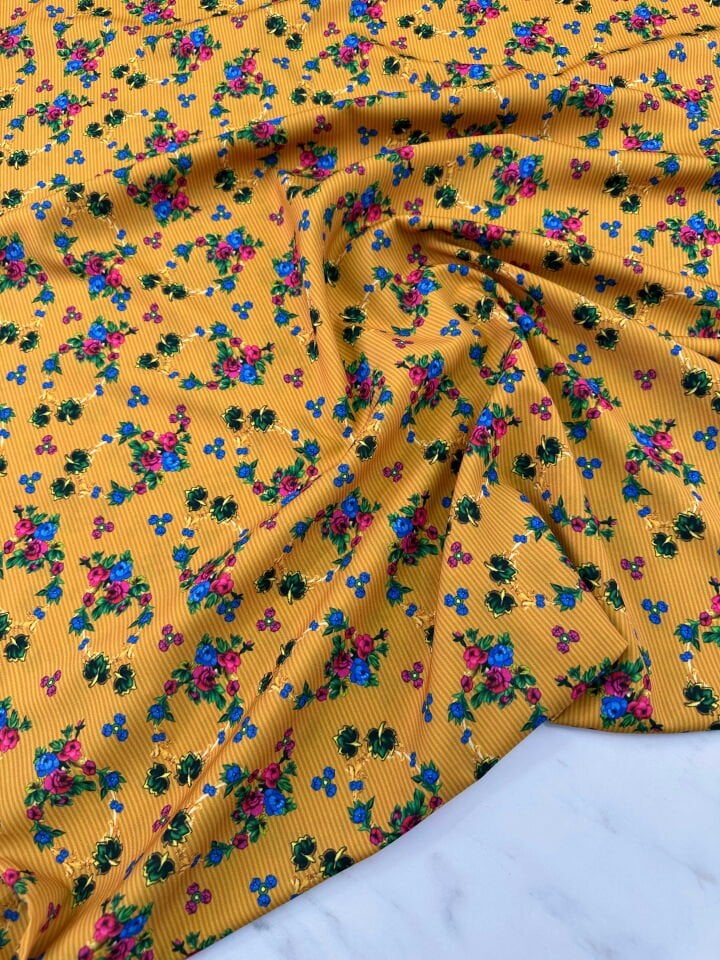 Desenli Krep Kumaş Elbise Etek Gömlek Şalvar