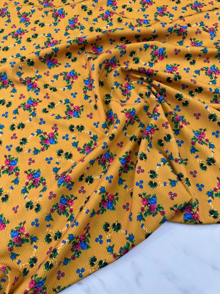 Desenli Krep Kumaş Elbise Etek Gömlek Şalvar