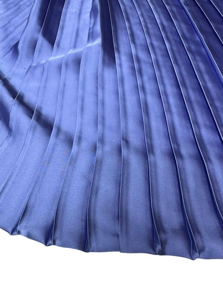 Mavi Ebiselik Eteklik Pilise Şifon Kumaş