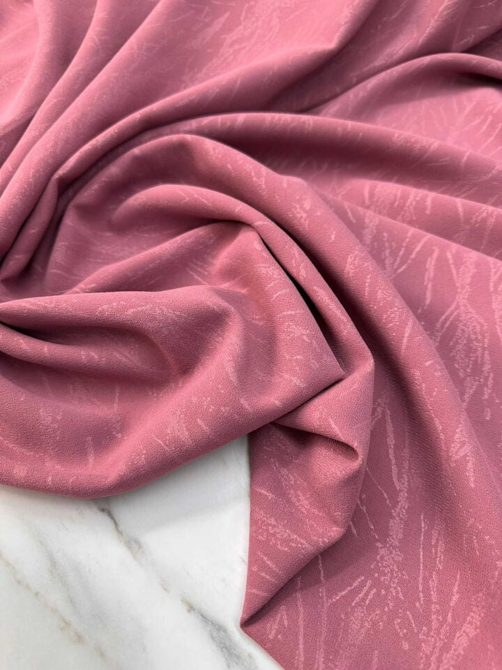 Fantazi Ürün Gül Kurusu Yakma Rubi Krep Kumaş Dökümlü Yumuşak