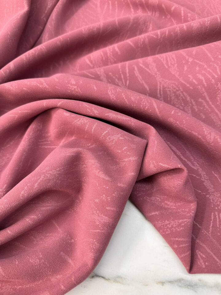 Fantazi Ürün Gül Kurusu Yakma Rubi Krep Kumaş Dökümlü Yumuşak