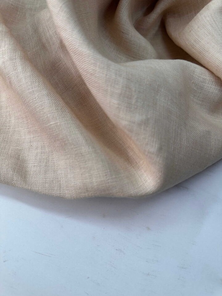 Krem Renk Ketene Keten Dogal Elbise Pantolon Tunik