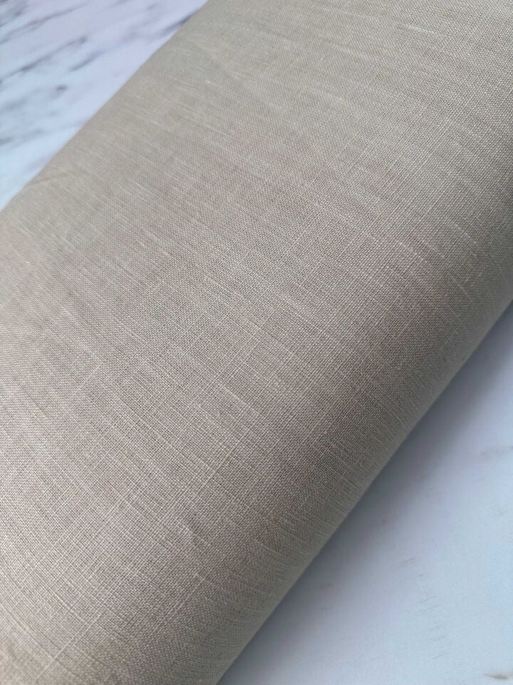 Krem Renk Ketene Keten Dogal Elbise Pantolon Tunik