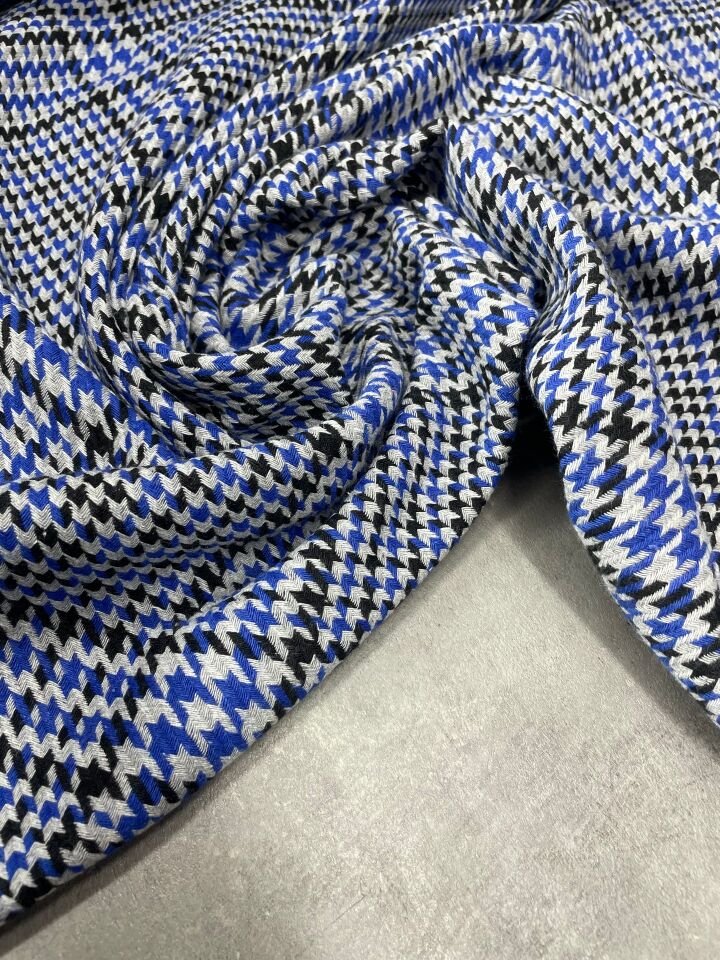 Mavi Ekose Oduncu Desen Elbiselik Gömleklik Kumaş