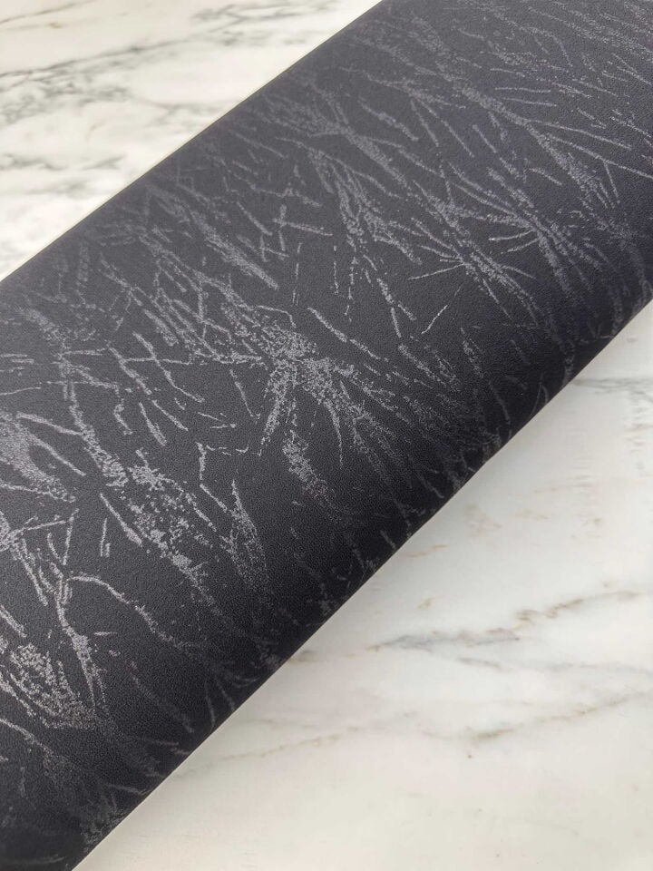 Fantazi Siyah Yakma Desen Krep Kumaş Yumuşak Dökümlü