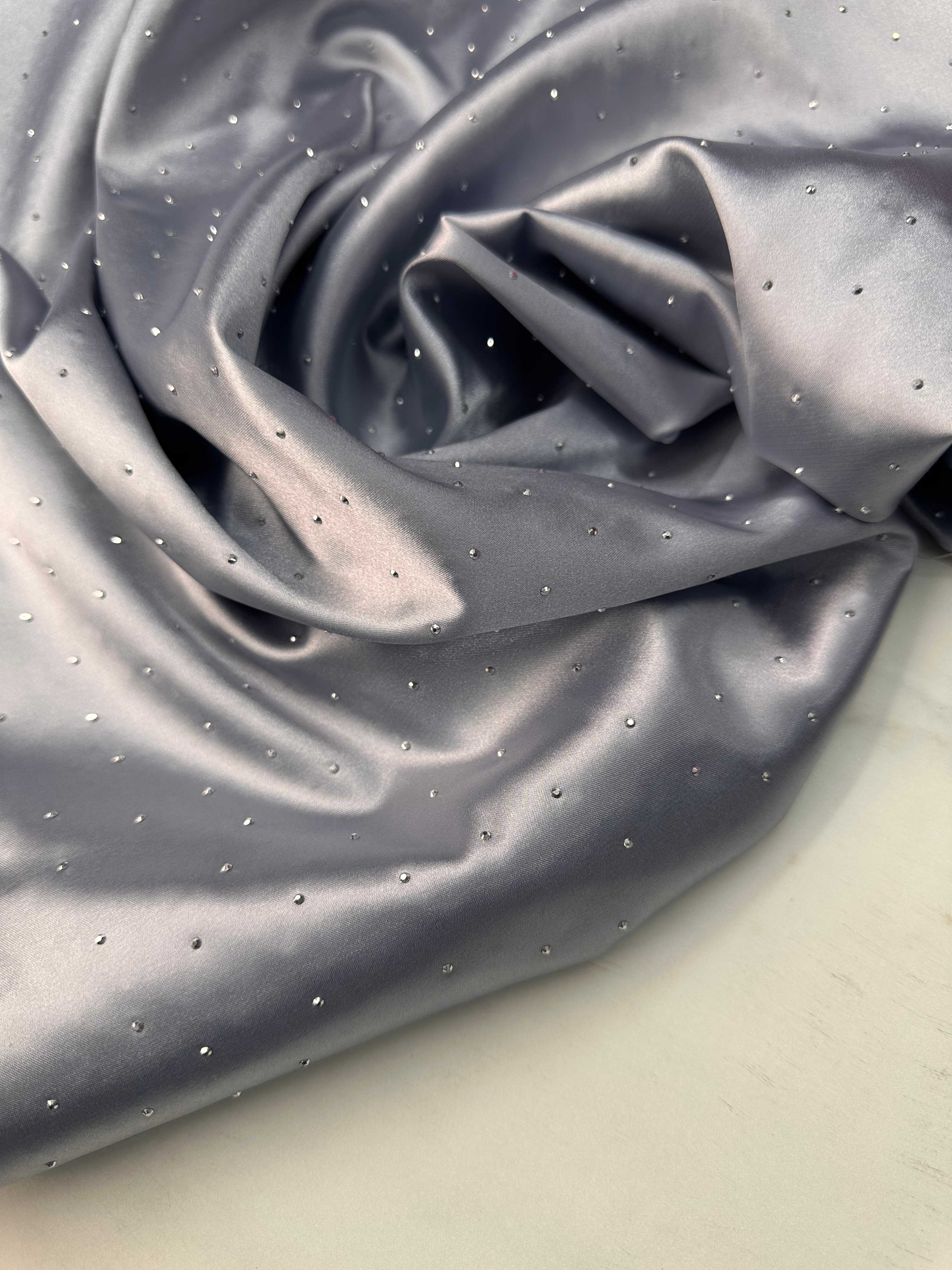 Gri Taş İşleme Fantazi Saten Elbise Ceket Bol Pantolon Abiye Etek